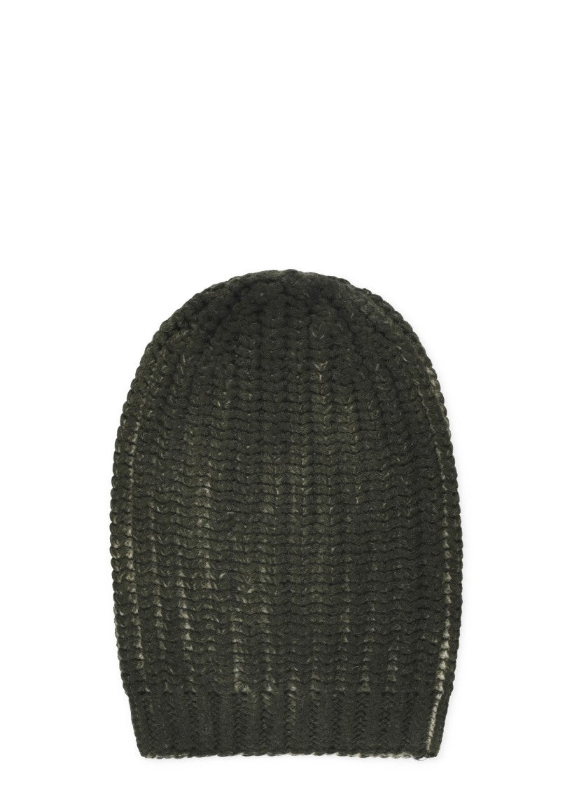Avant Toi Ribbed Green Wool And Cashmere Beanie