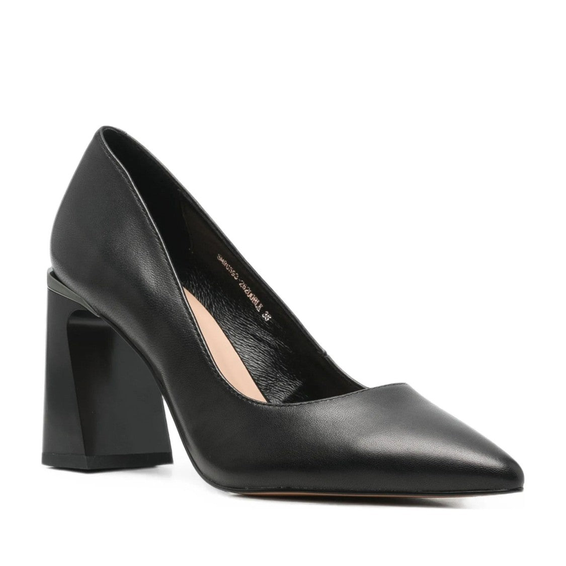 Sergio Moretti Black Sleek Glossy Block Heel Leather Dress Pumps