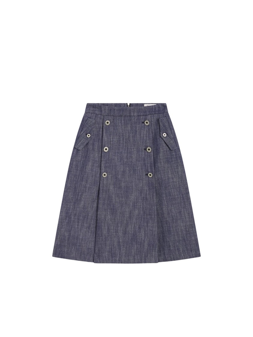 Pence Lidia Spicy Blue Flared Denim Skirt