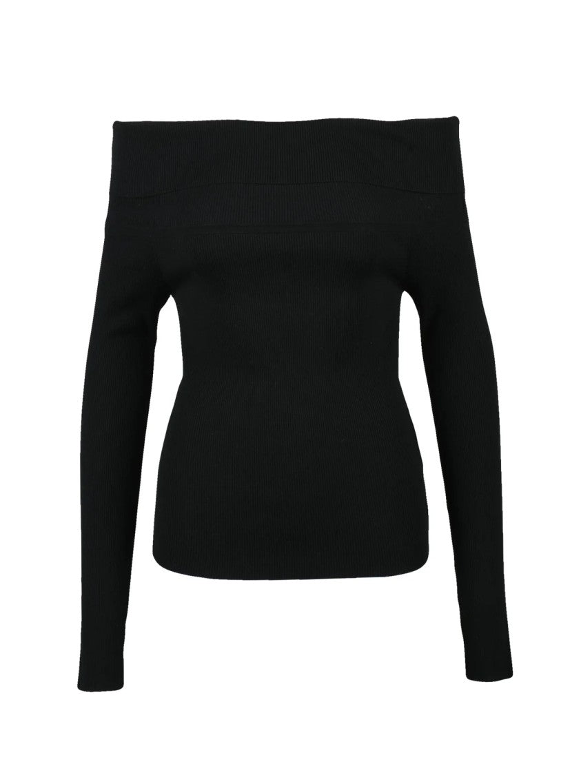Marella Fitted Under Jacket With Off-The-Shoulder Neckline And Ribbed Texture