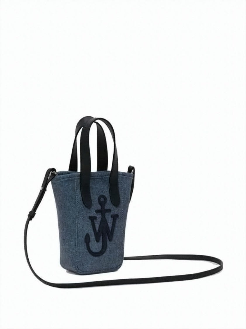 J. W. Anderson Structured Blue Bucket Crossbody Bag With Embroidered Logo