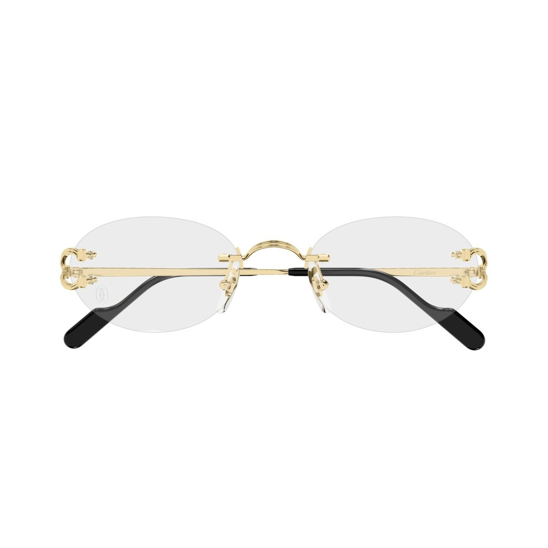 Cartier Rimless Gold Metal Eyeglasses With Intricate Temple Details