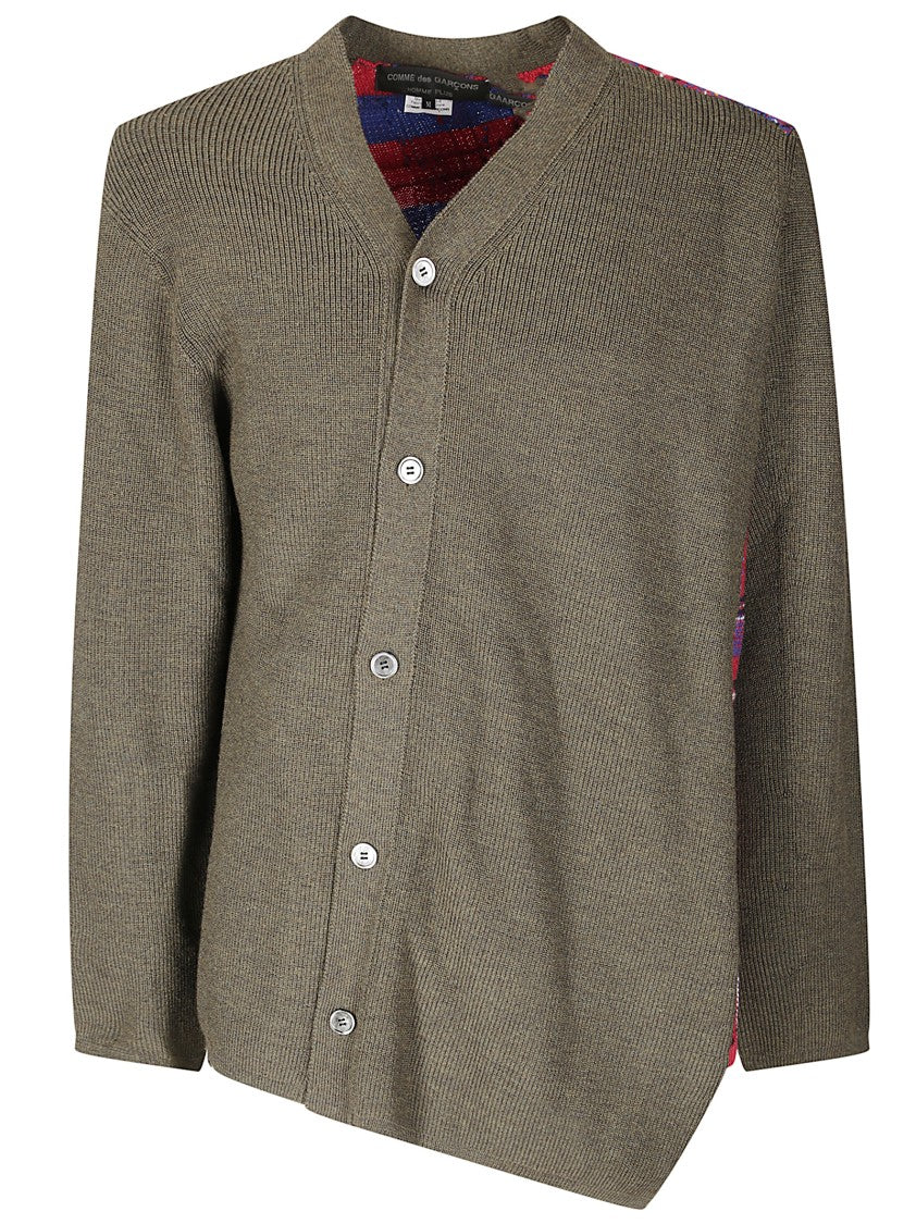 Comme Des Garçons V-Neck Cardigan With Asymmetrical Button Closure