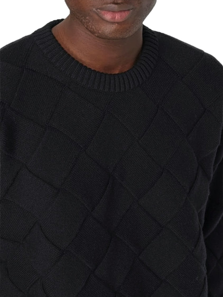 Bottega Veneta Textured Diamond Knitwear With Classic Crew Neckline