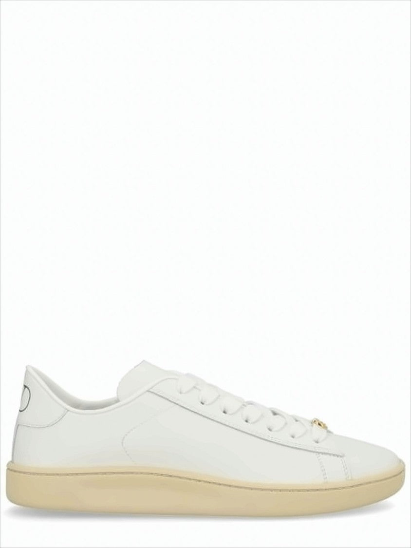 Valentino Garavani Low-Top Calf Leather Sneakers With Gold-Detail Accent