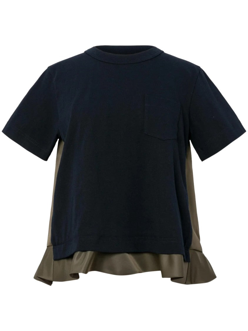 Sacai Nylon Twill And Cotton Jersey T-Shirt