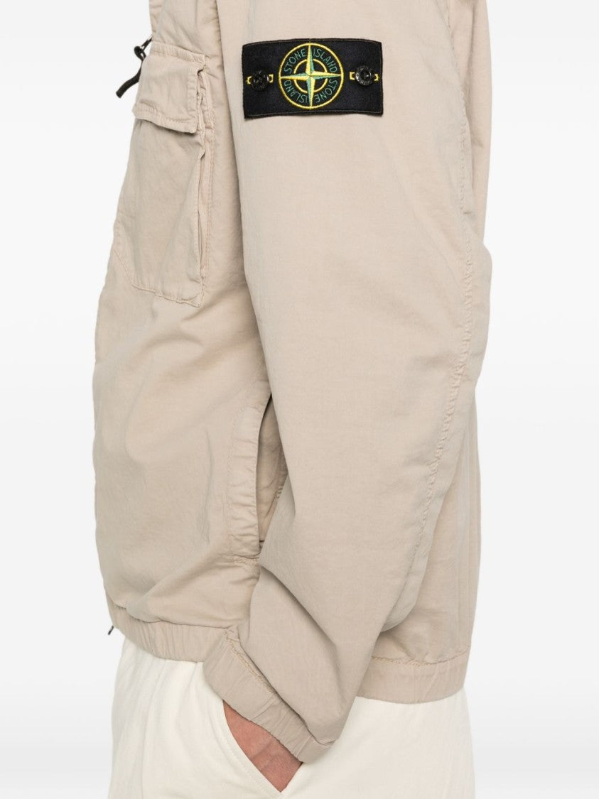 Stone Island Beige Zip-Up Hoodie Jacket With Flap Pockets