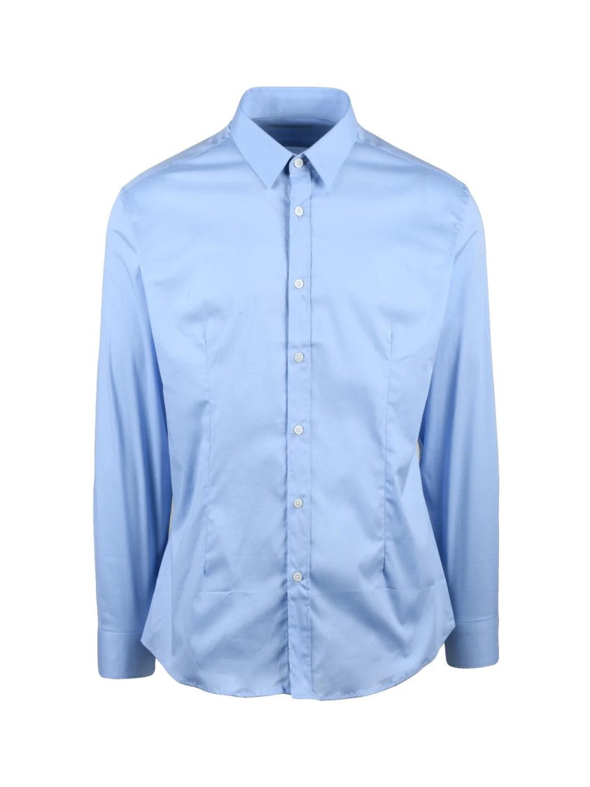 Grey Daniele Alessandrini Light Blue Tailored Cotton-Blend Shirt