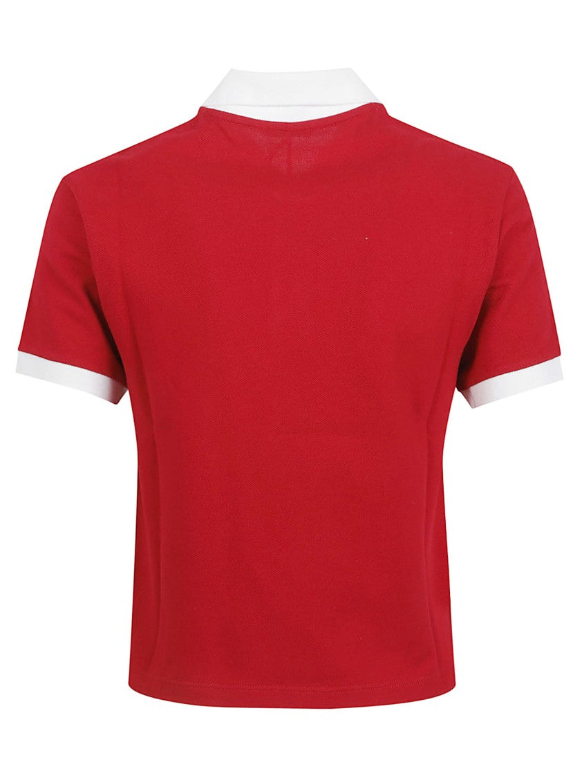 Versace Cropped Polo Shirt With Contrast Collar And Logo Detail