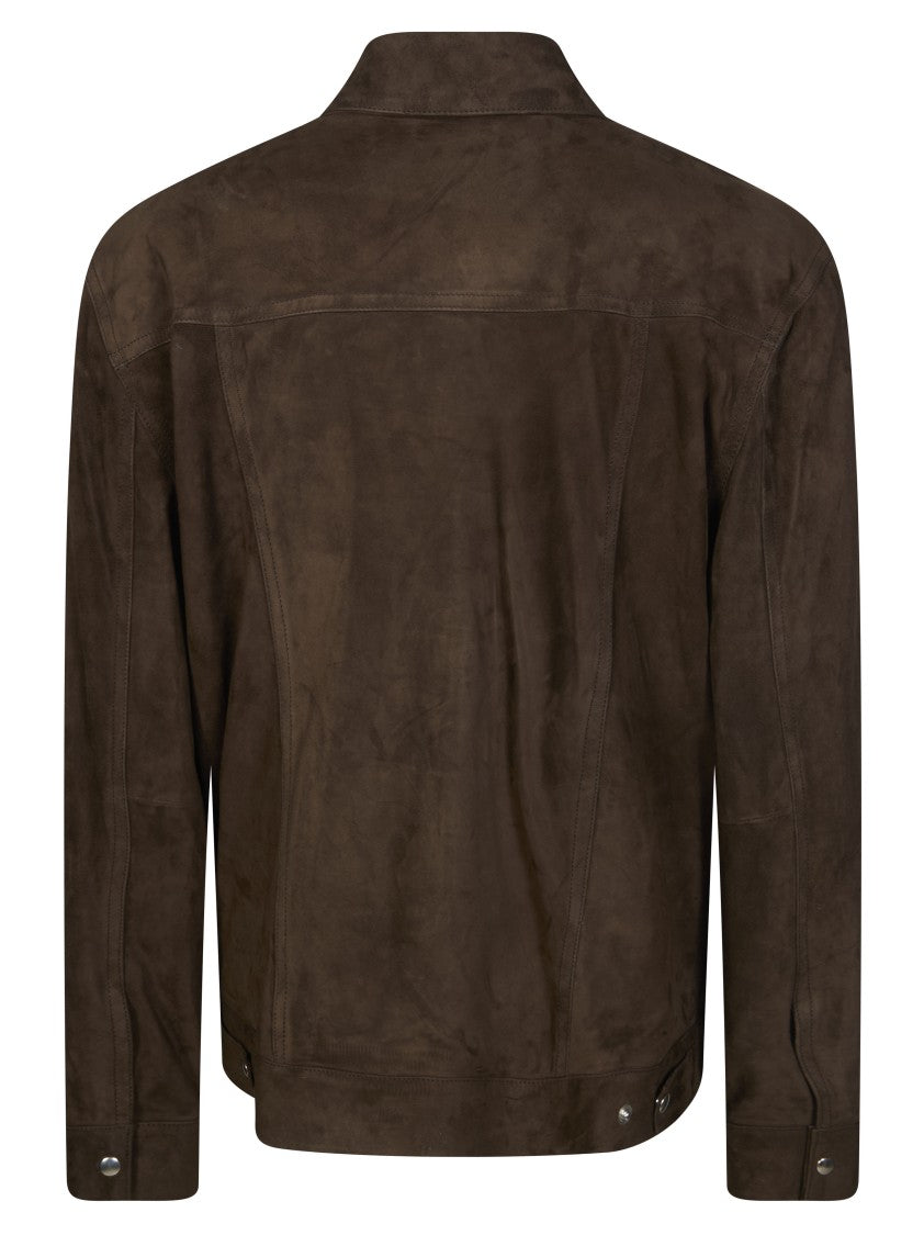 Department 5 Brown Suede Boxy Snap Jacket