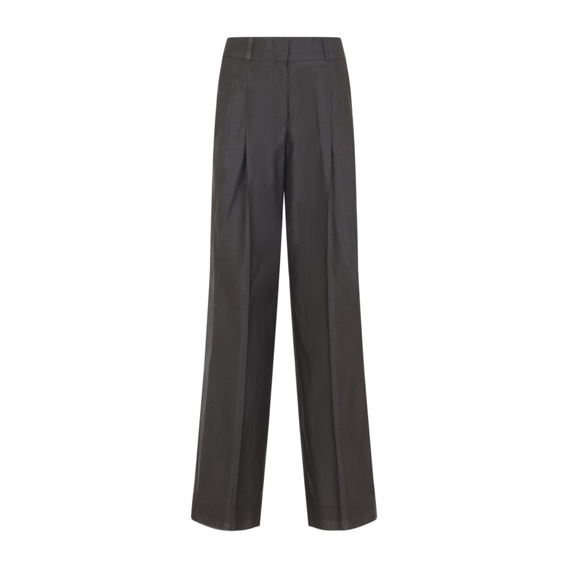 Peserico High-Waist Grey Cotton-Silk Trousers With Tailored Silhouette