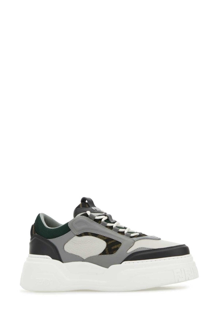Fendi Multicolor Leather And Canvas Force Sneakers