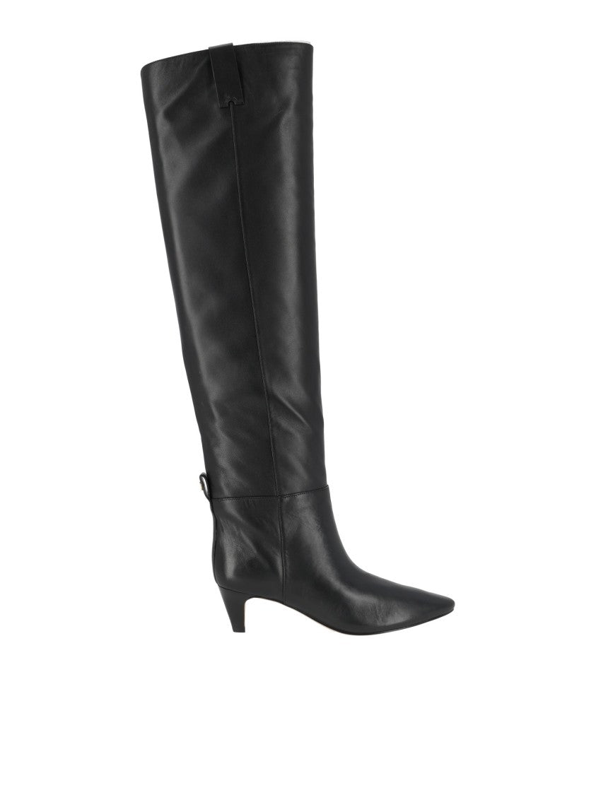 Michael Kors Daniela Pointed-Toe Kitten-Heel Leather Boots