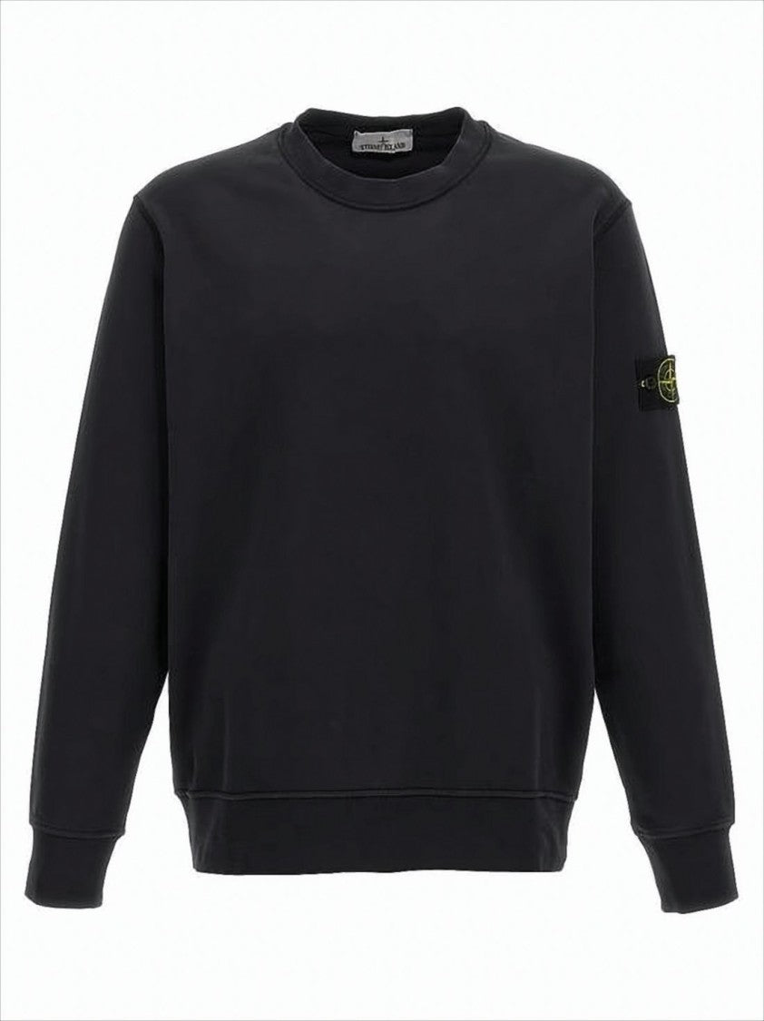 Stone Island Minimalist Black Long-Sleeve Sweatshirt With Patch Logo