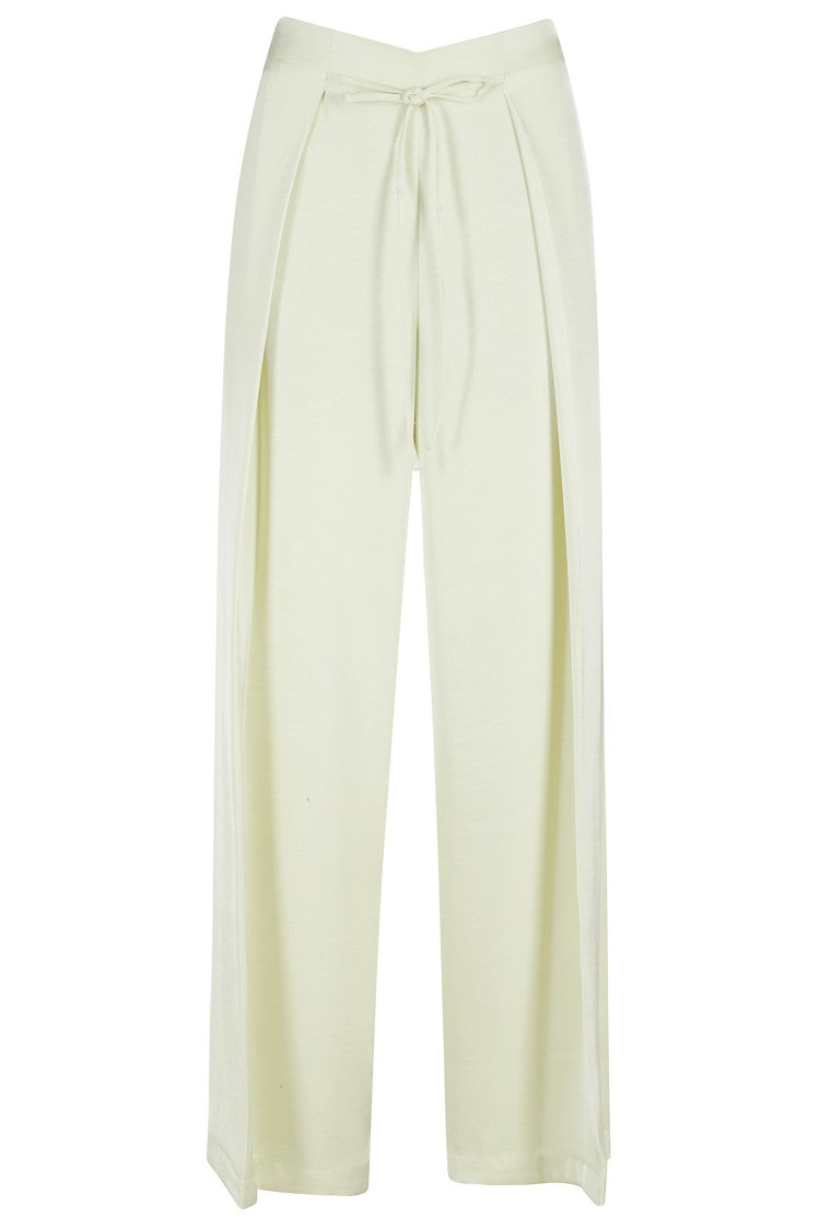 Isabelle Blanche Yellow Palazzo Elastic-Back Darts Polyester Wide-Leg Pants