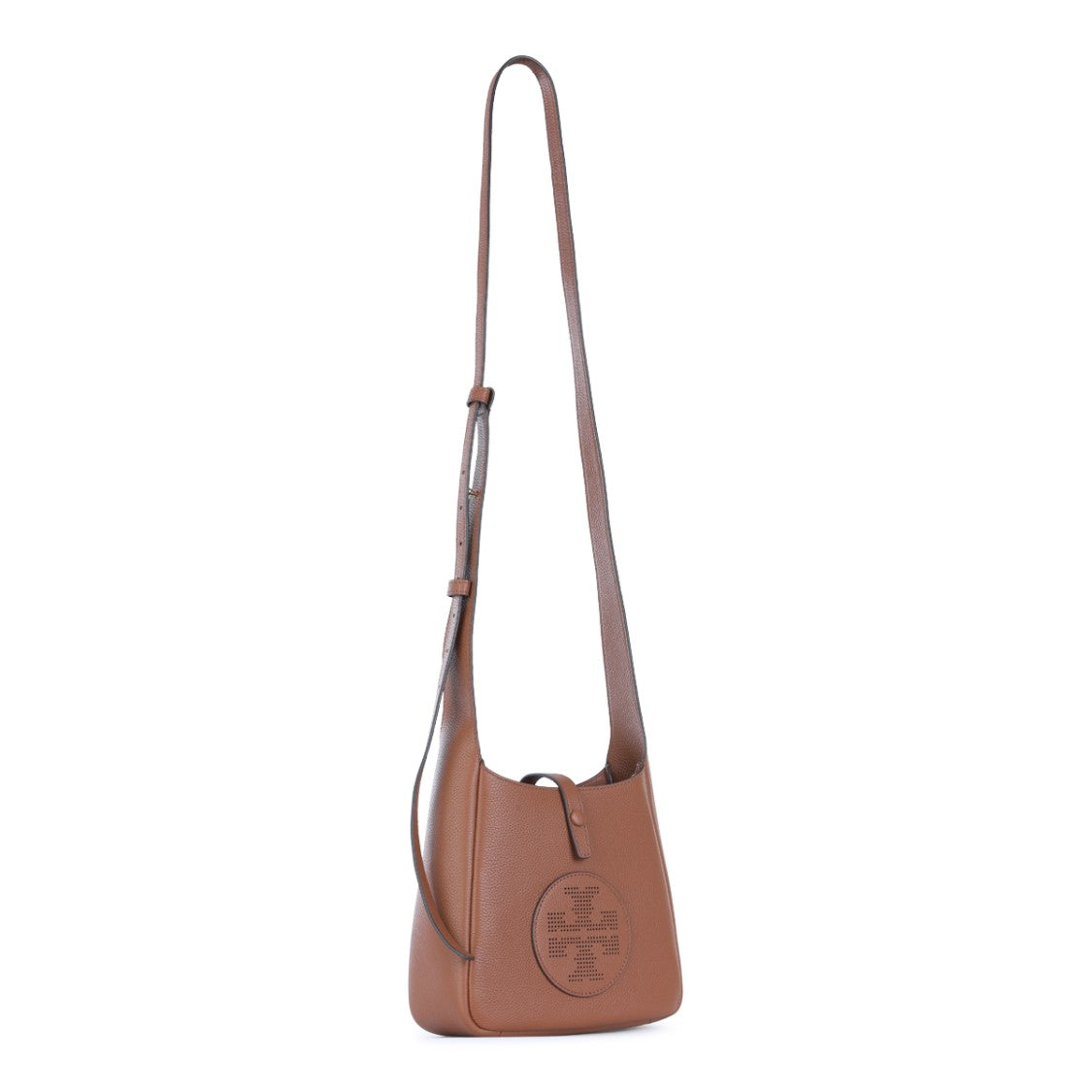 Tory Burch Structured Brown Leather Miller Swing Shoulder Bag
