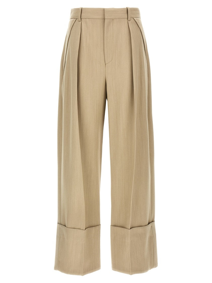 Victoria Beckham High-Waisted Wool Pants With Maxi Turn-Up