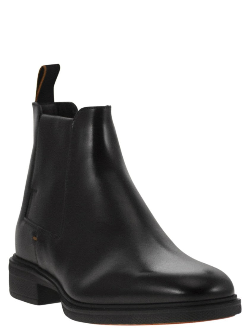 Santoni Ultra-Lightweight Black Leather Chelsea Boot