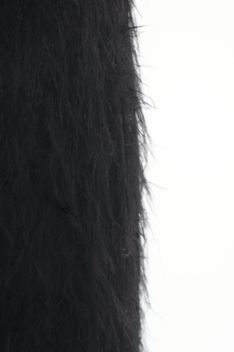 Ottod'ame Mini Dress With Faux Fur Texture And Keyhole Detail