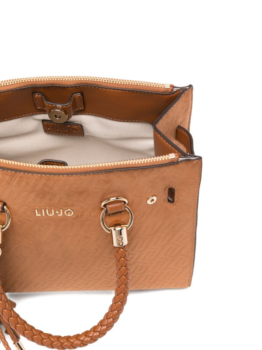 Liu Jo Brown All-Over Logo Braided Tote Bag