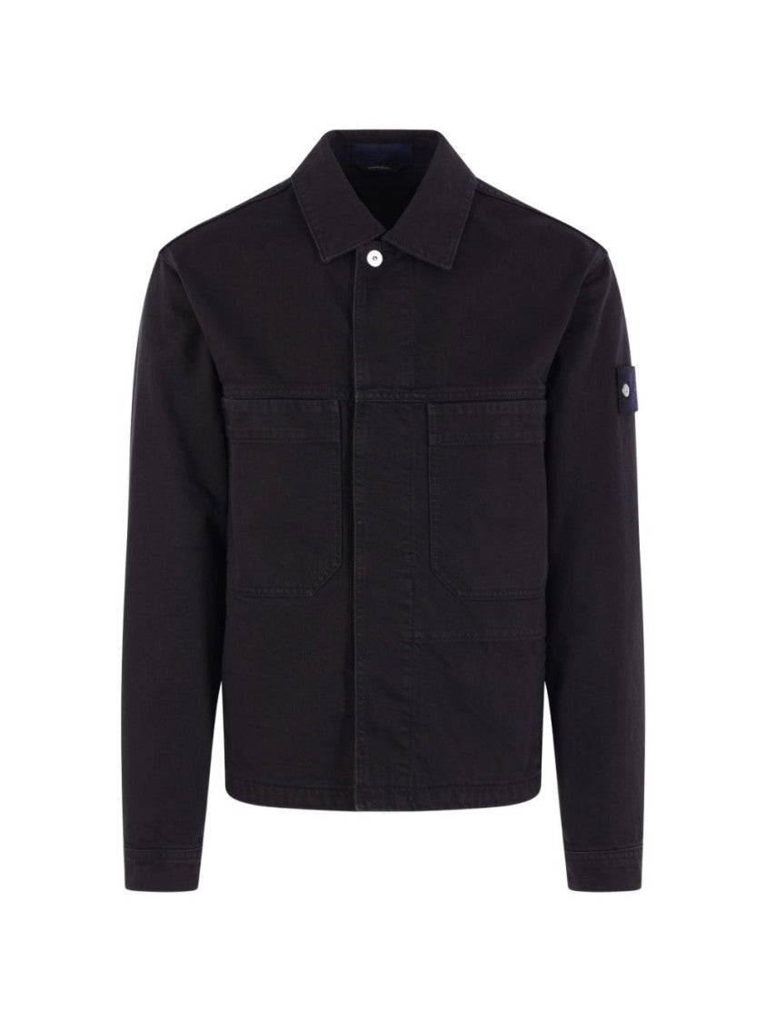 Stone Island Cropped Black Cotton Jacket