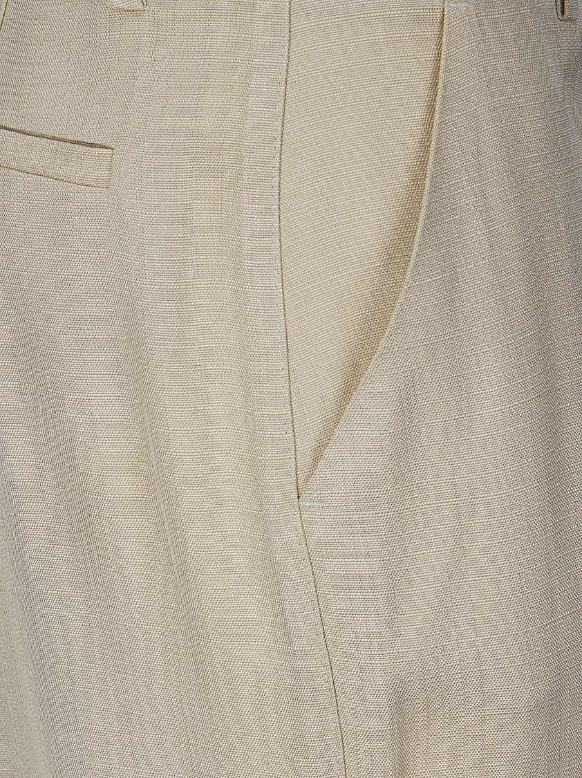P.A.R.O.S.H. Linen-Effect Straight-Leg Trousers With Front Pleats