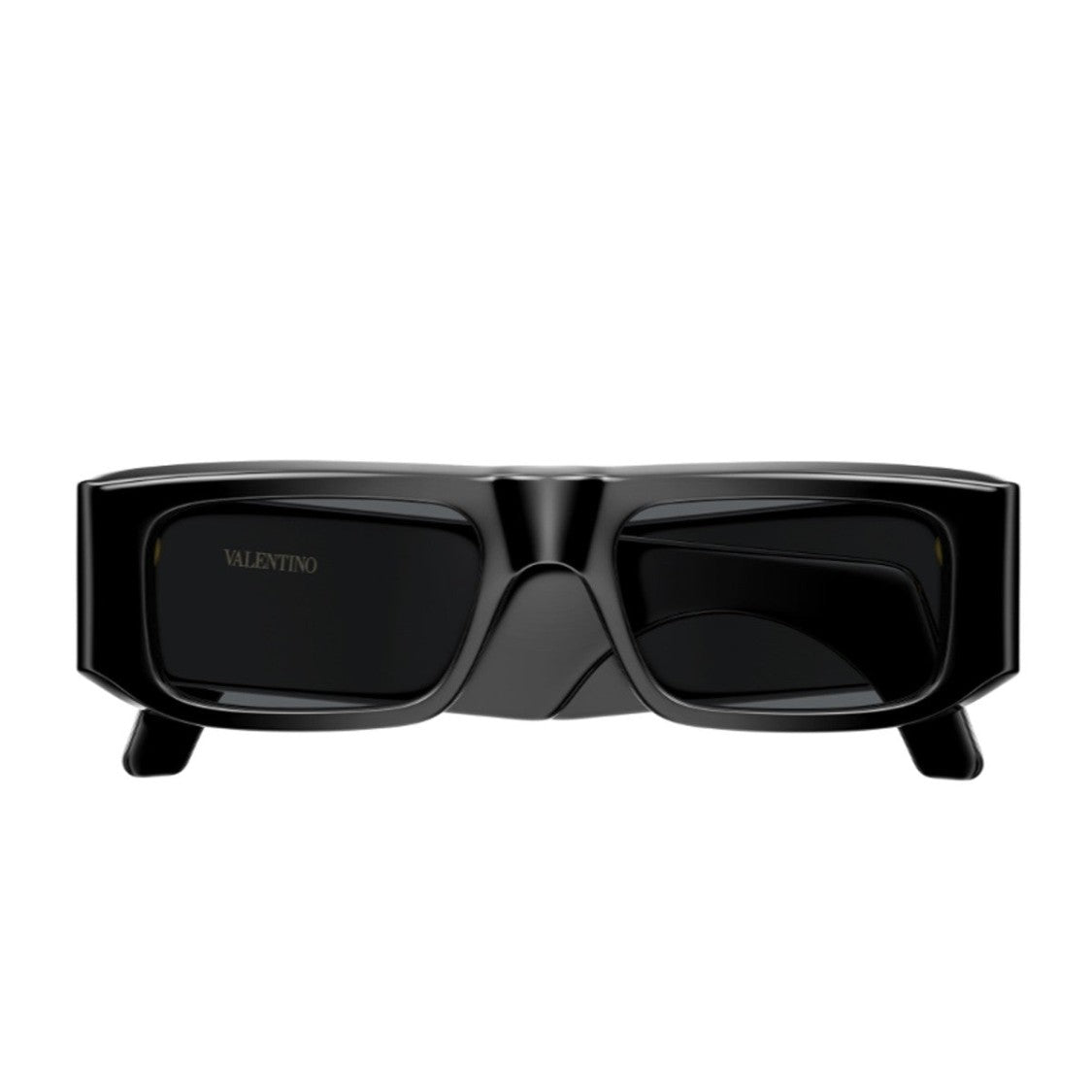 Valentino Black Linea V Logo Recycled Acetate Rectangular Sunglasses