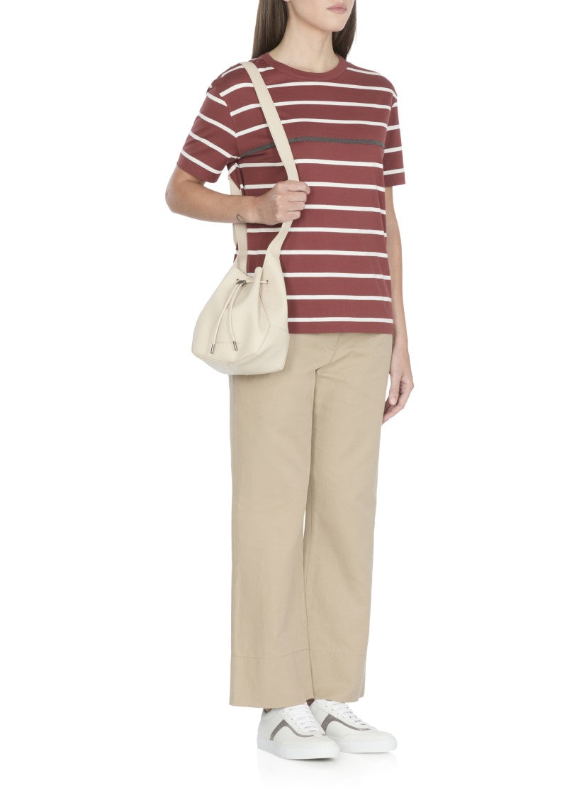 Brunello Cucinelli Red Striped T-Shirt