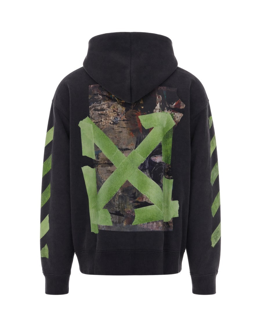 Off-White Black Arrow Print Hooded Cotton Sweatshirt