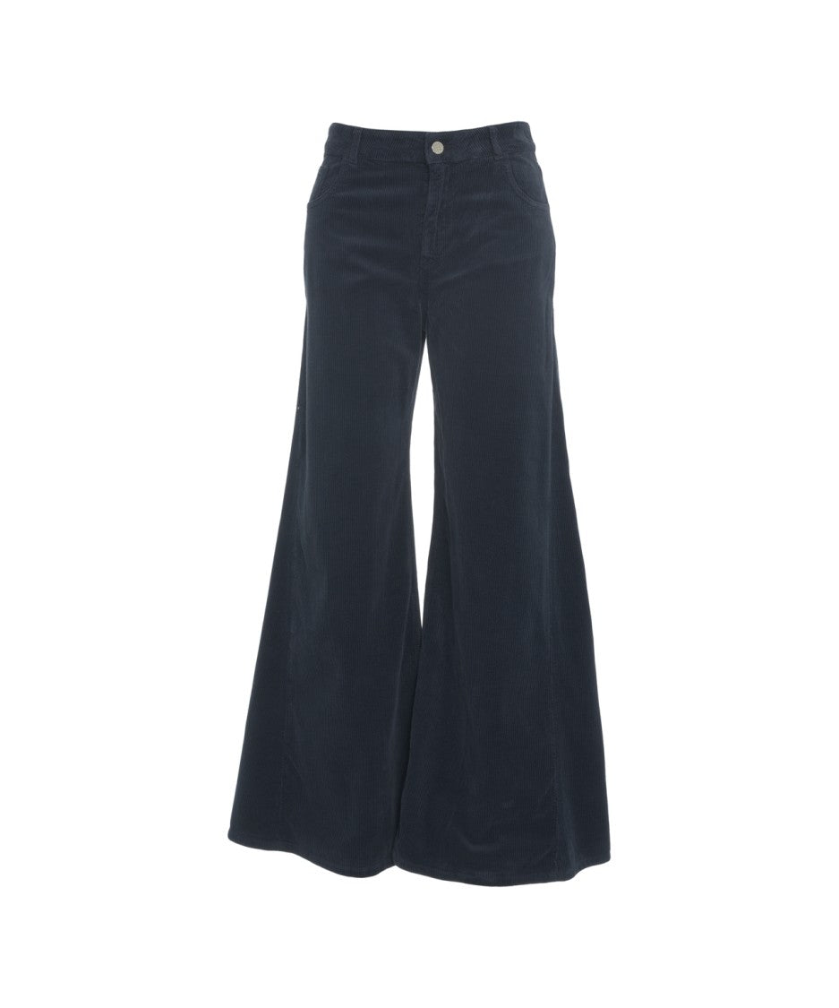 Kaos High-Waisted Wide Leg Pants In Soft Corduroy Fabric
