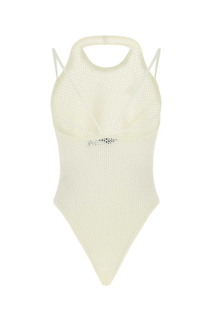Andreâdamo Ivory Stretch Viscose Blend Bodysuit
