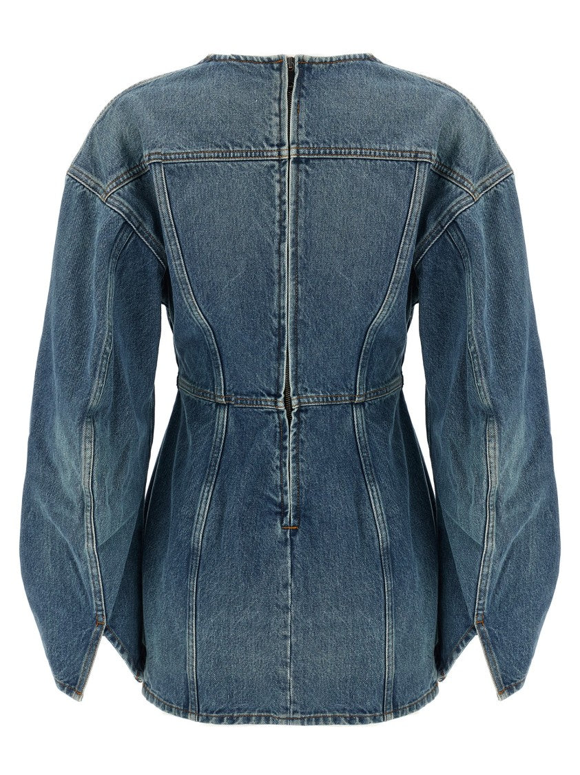 Haikure Blue Cotton Denim Mini Dress