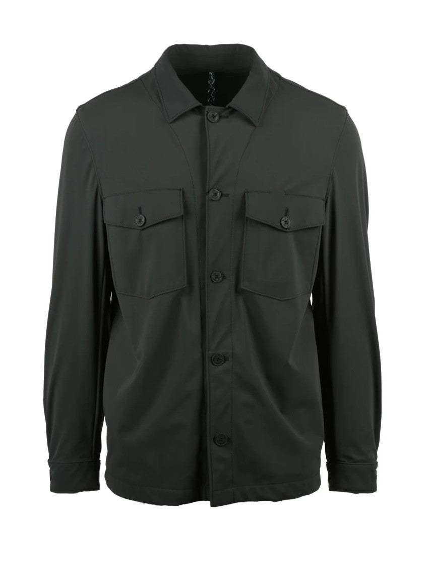 L.B.M. 1911 Military Green Technical Slim Fit Stretch Polyamide Shirt