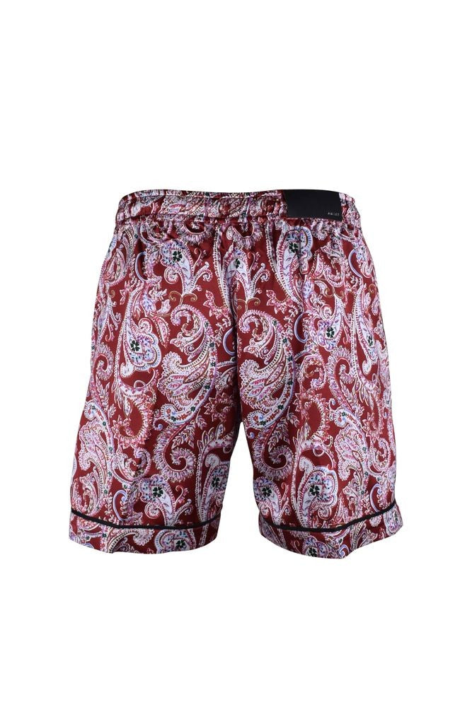 Amiri Red Viscose Shorts With Bandana Print