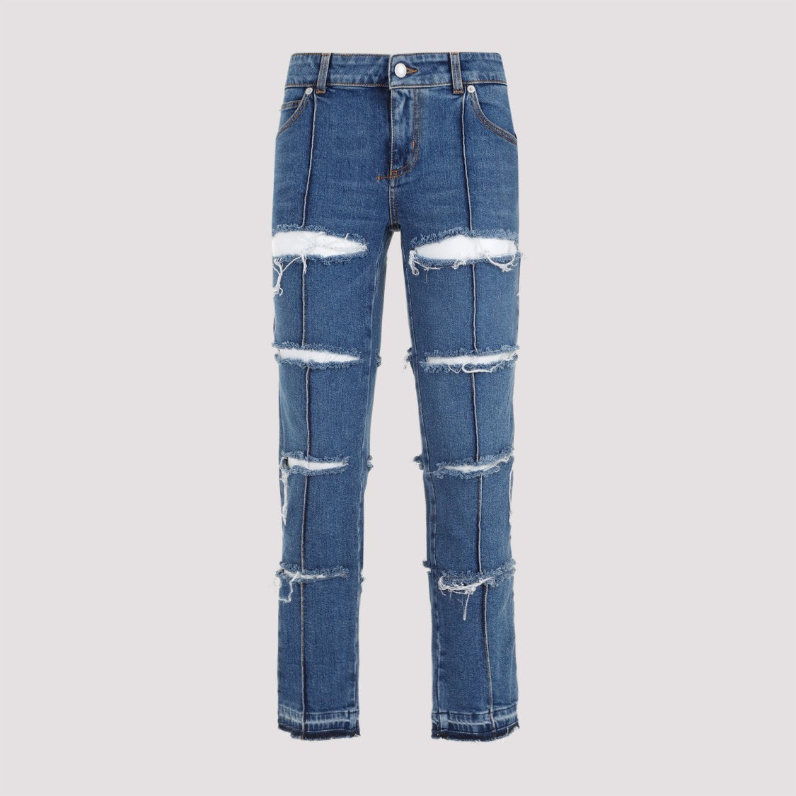 Alexander Mcqueen Denim Blue Stone Wash Cotton Pants