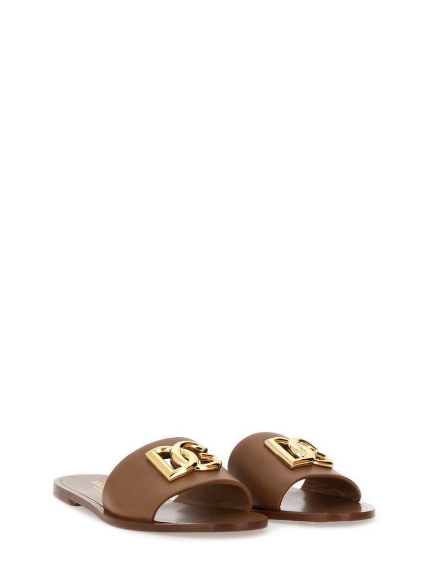Dolce & Gabbana Leather Slide Sandals