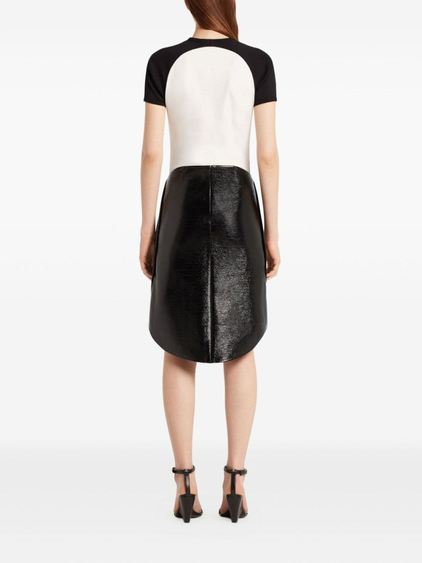Courrèges High-Waisted Black Midi Skirt With Curved Hemline