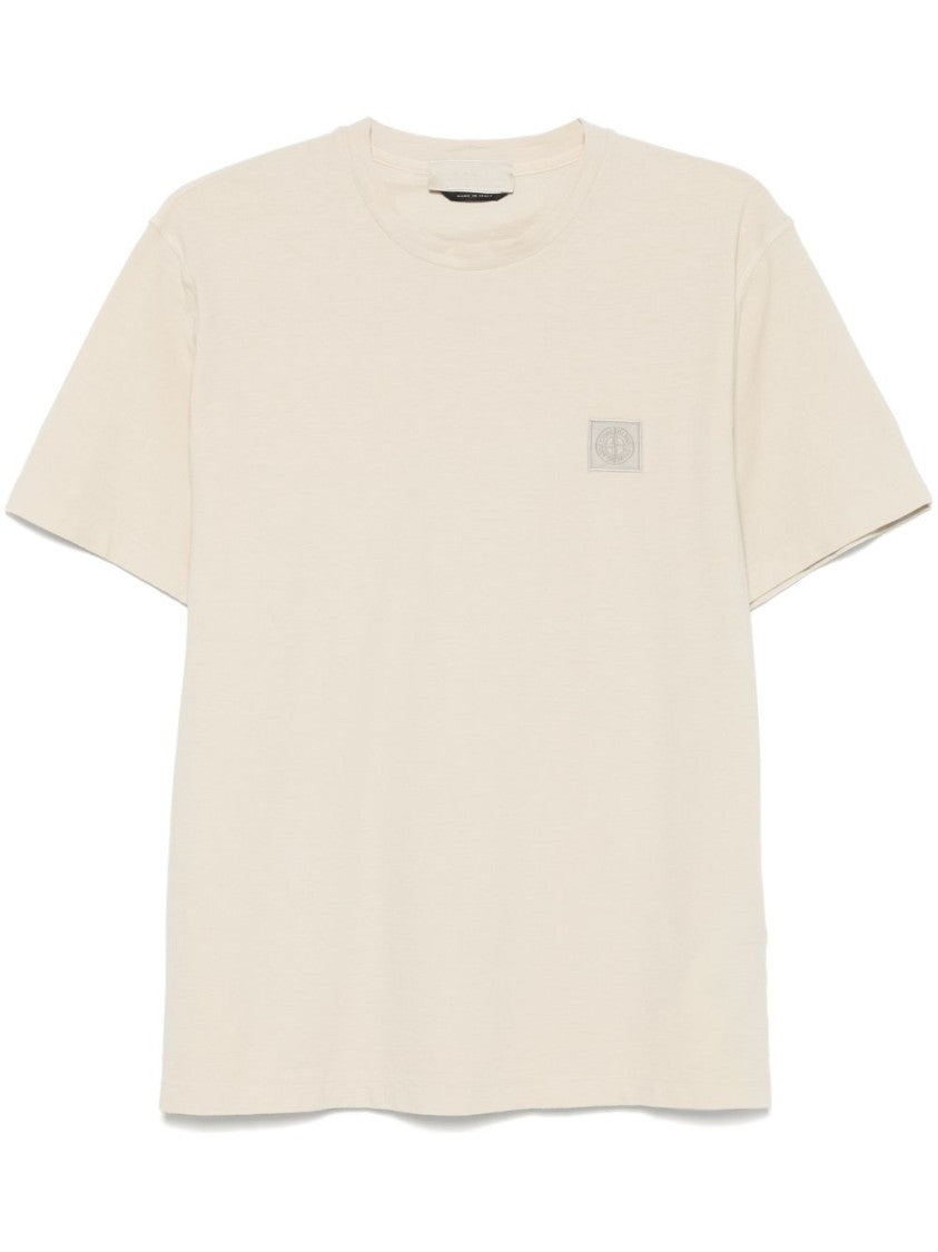 Stone Island Beige Crewneck T-Shirt With Ghost Patch