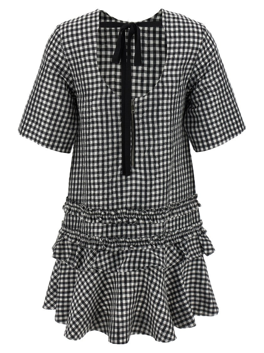 Ganni Crinkled Check Mini' Dress