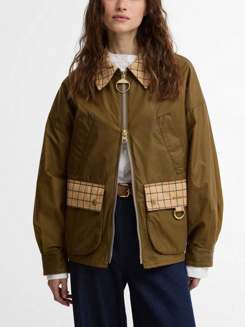 Barbour Launton Boxy Cropped Checked Jacket
