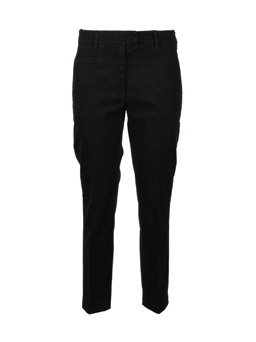 Dondup Black Stretch Cotton Straight-Leg Pants