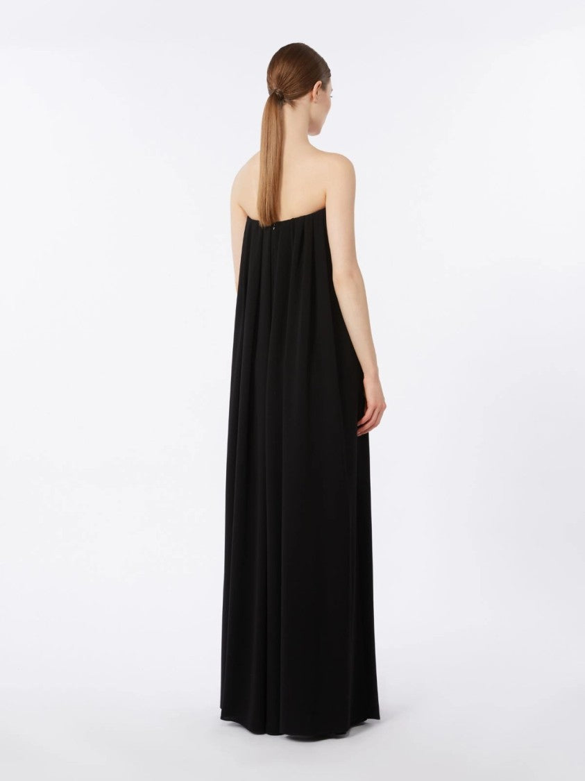 Max Mara Strapless Black Maxi Dress With Gathered Neckline
