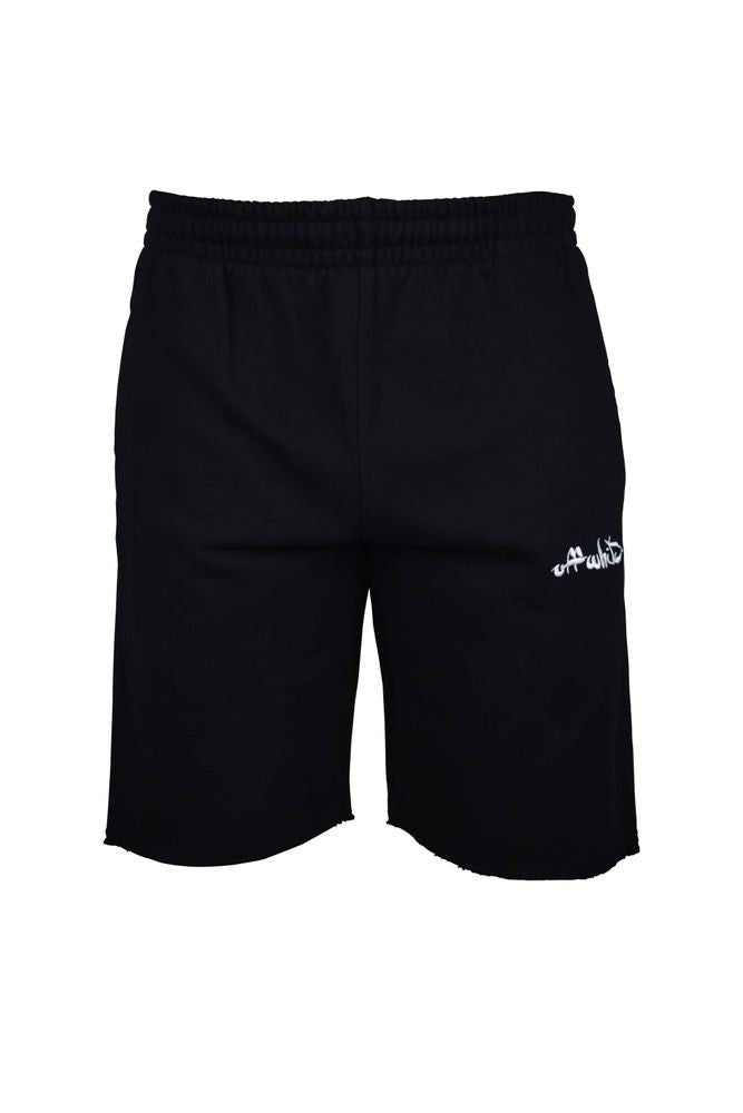 Off-White Solid Black Shorts With Elastic Waistband