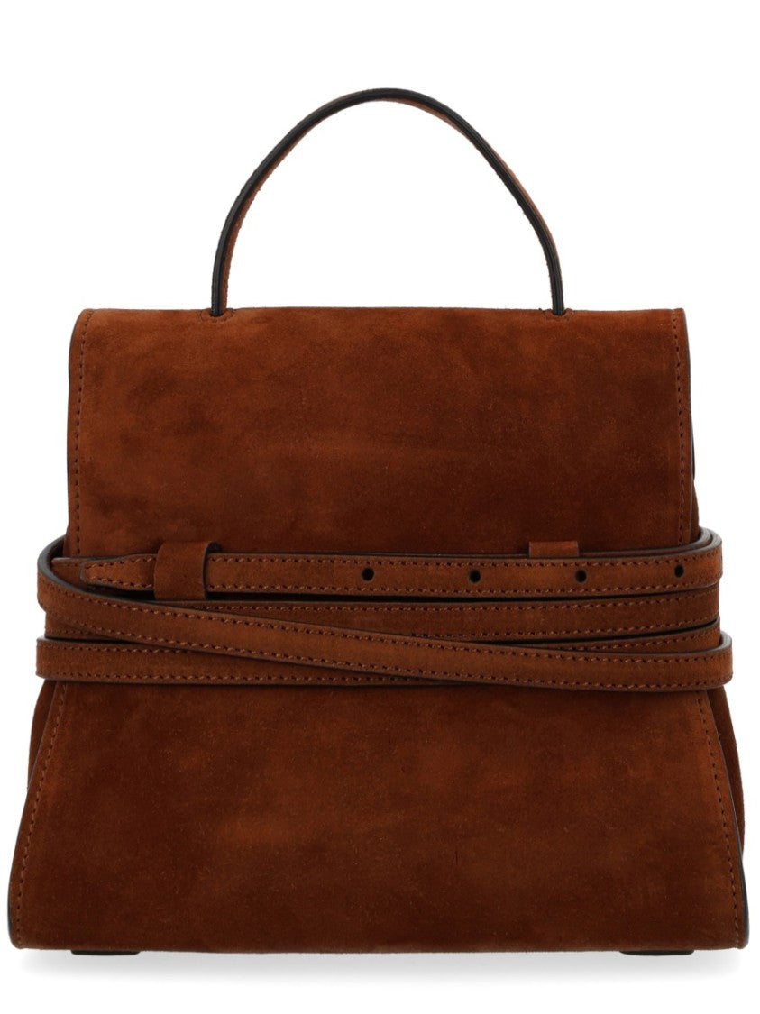 Moschino Tie Me Small Suede Handbag