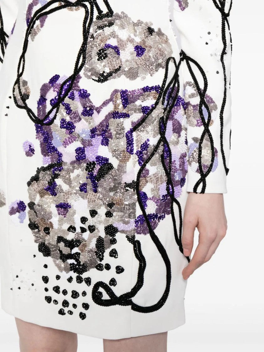 Saiid Kobeisy Canton Crepe, Mini Beaded Dress