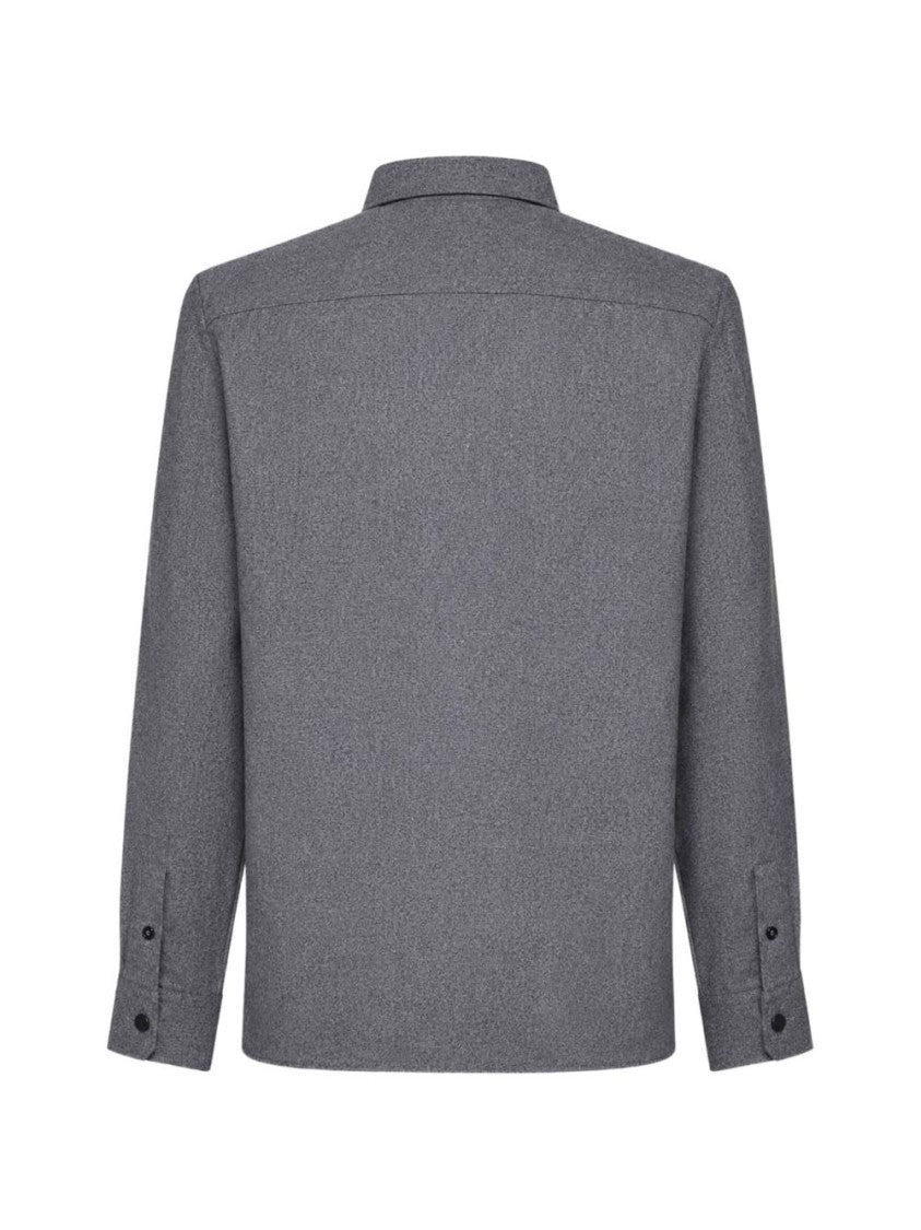 Brunello Cucinelli Grey Textured Virgin Wool Shirt