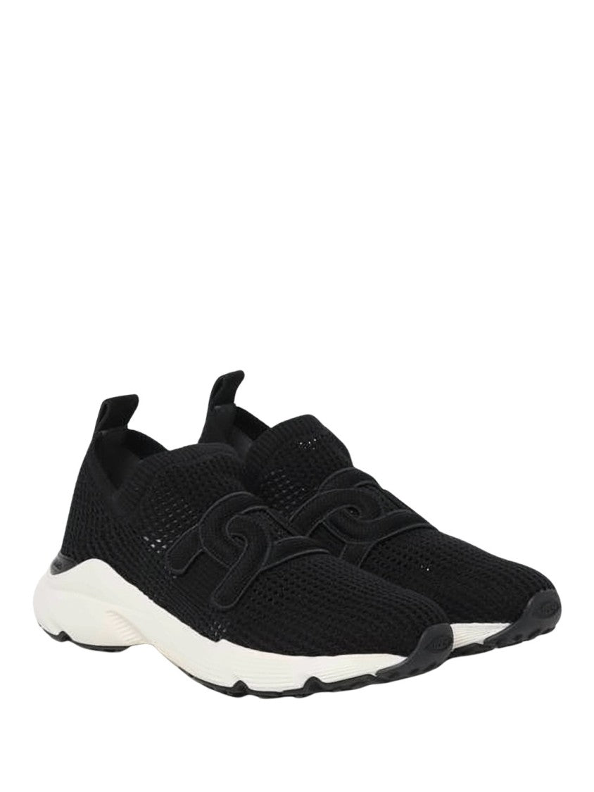 Tod's Textured Strap Black Sneakers With Rubber Sole