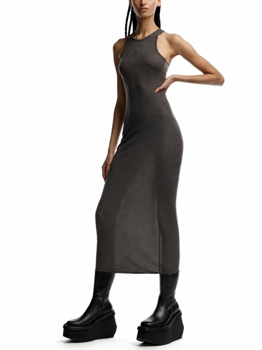 Rick Owens Neutrals Form-Fitting Viscose-Silk Midi Dress