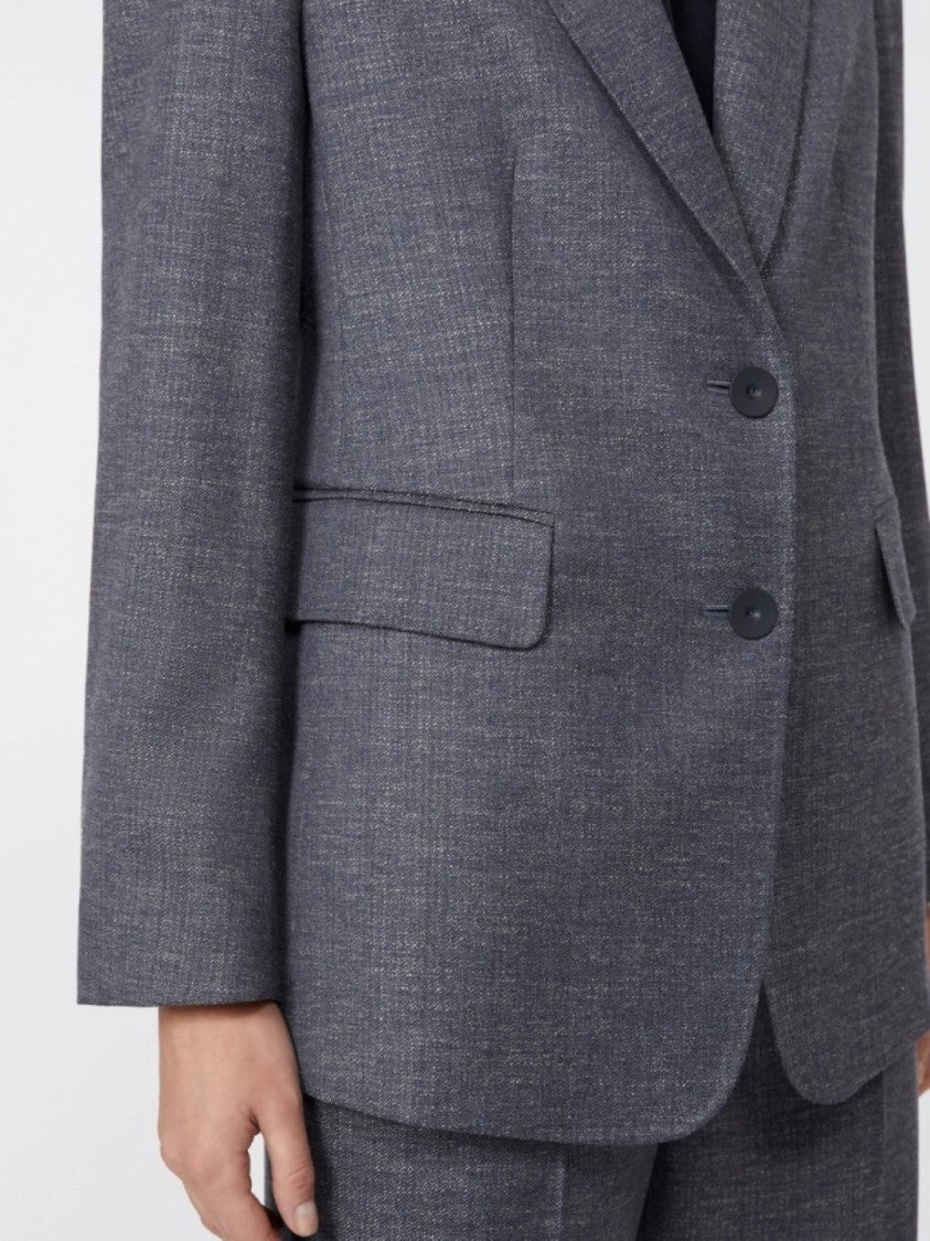 Max Mara Structured Tailored Blazer In Deep Blue-Grey