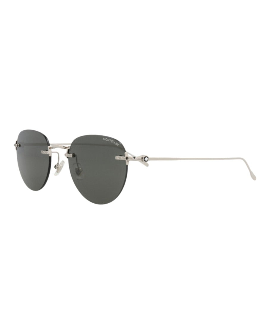 Montblanc Round-Frame Metal Sunglasses